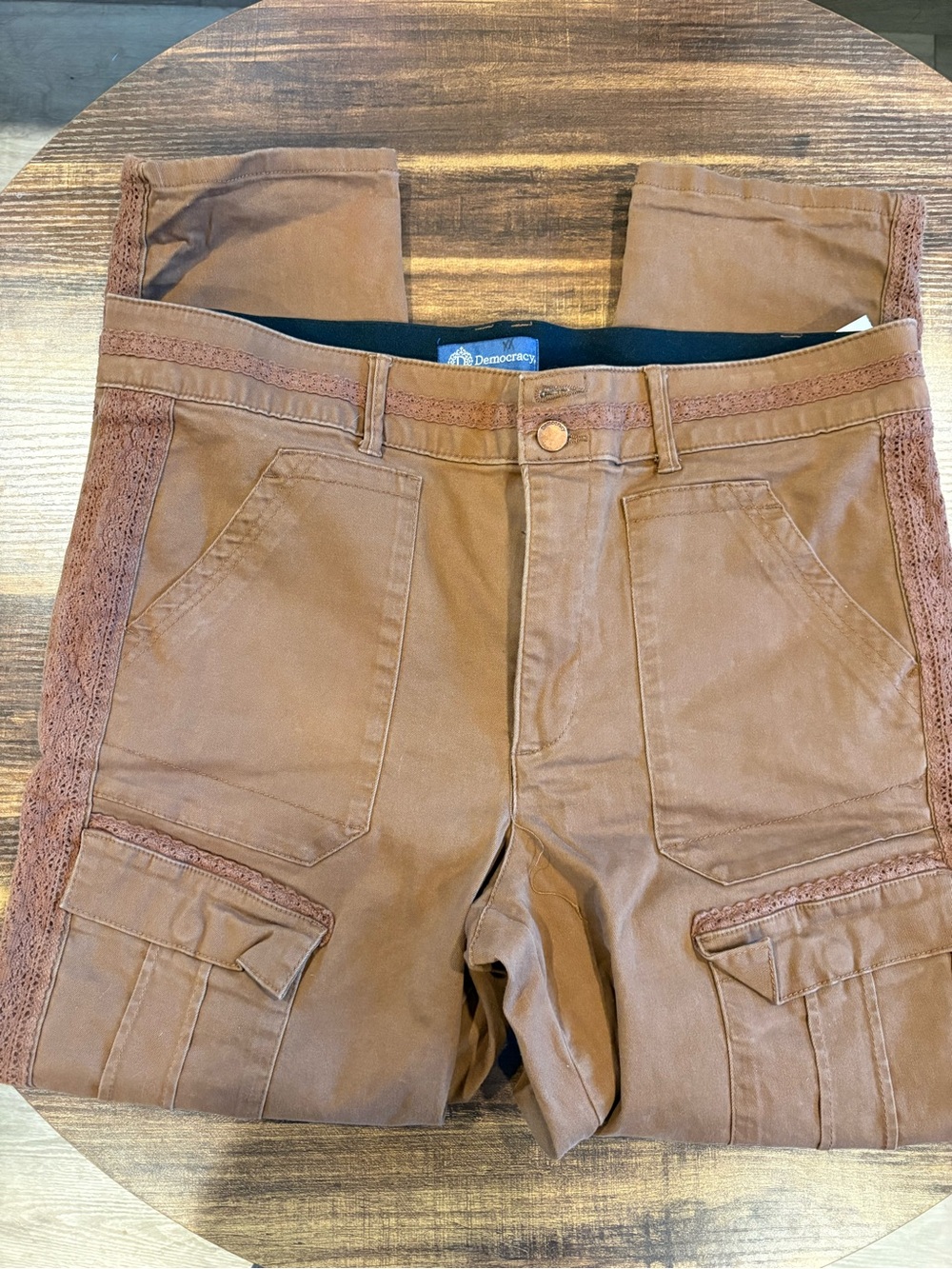 Democracy Brown Men's Cargo Pants with Lace Side Trim